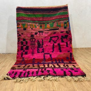 Handwoven Wool Moroccan Rug: Colorful Berber Area Rug
