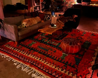 Moroccan Rug Wool ,Amazing Moroccan Orange rug, , Moroccan Authentic Wool Carpet, Berber Rug Orange, Handmade Area Rug