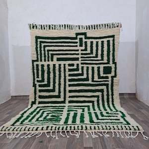 Checker Custom Berber Moroccan Area Rug Green,moroccan rug