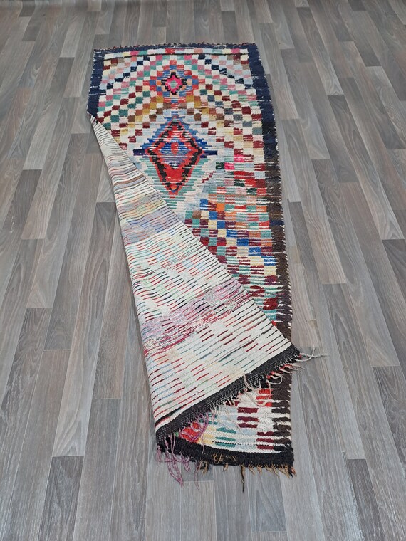 カラフルなアジラルラグ：モロッコの手作りウールとコットン - Etsy 日本