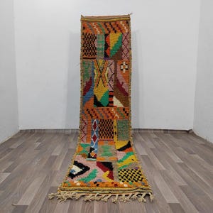 tapis de couloir marocain vintage - tapis de couloir coloré marocain - tapis de couloir berbère - dimensions personnalisées