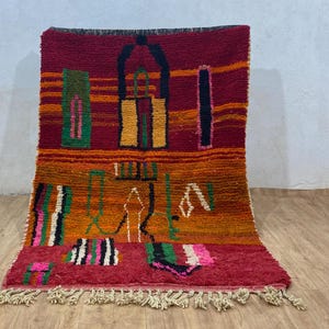 Moroccan Rug, Hand Knotted Rug, Custom Beni Ourain Rug, Colorful Morocco Rug, Berber Carpet, Moroccan Rugs, Handmade Rug