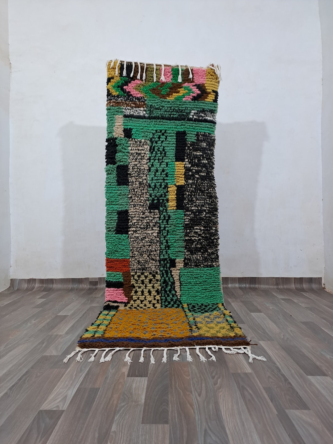 Tapis Berbère Marocain Fait Main – 5.5x8 Ft, Laine, Multicolore, Style Bohème