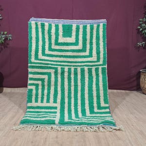 SOFT HALLWAY RUG, Beni Ourain Runner, Handmade Wool Runner Rug, Moroccan Runner, Green Runner, Custom Moroccan Runner