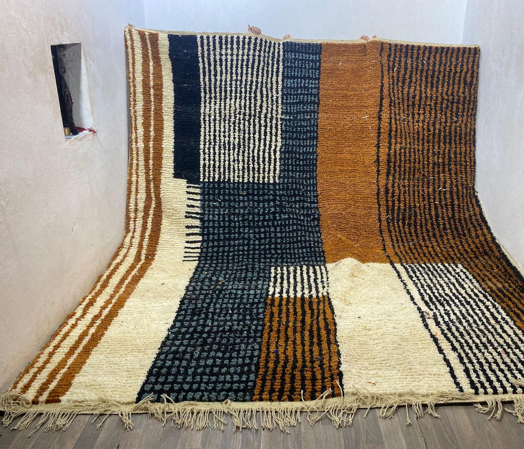 Wool Checkered Rug Boho Moroccan Wool Rug, Checkered Pattern, Soft Pile (handmade) - Etsy