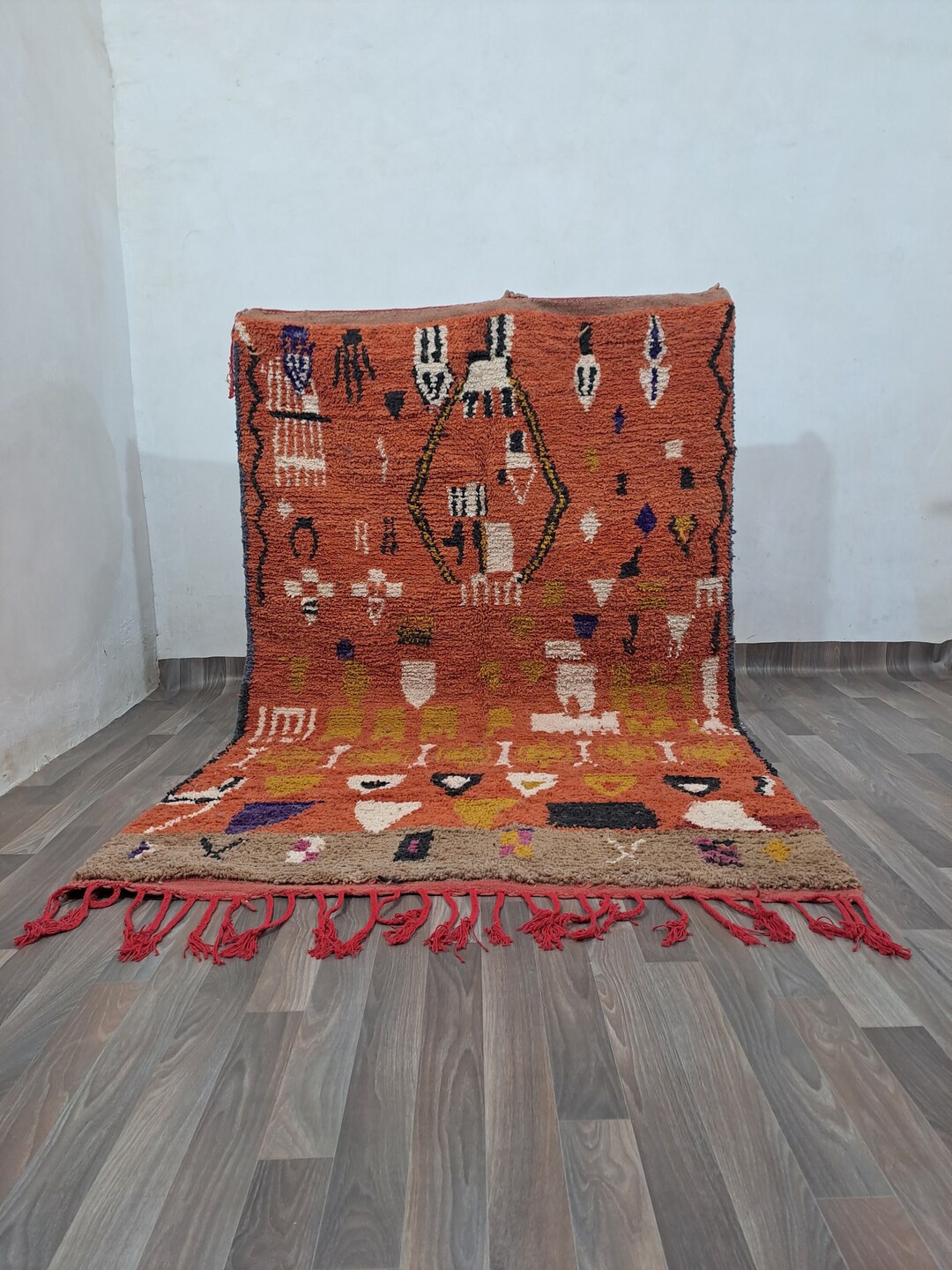 Moroccan Orange Rug ,wool Berber Rug , Custom Rug ,handmade Rug ...