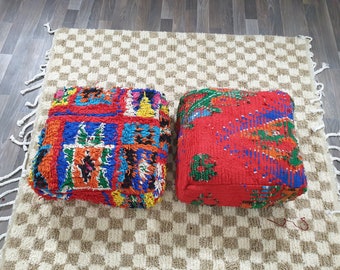 24x24x7Set of 2 Moroccan Floor Cushion ,black friday sale ,  , pouf chair , Footstool decor , Kilim Floor Pillow Cover