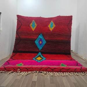 Red Moroccan Rug , Moroccan Boujaad Rug , Morrocan Berber Rug , Boho Carpet , Custom Rug , Red Rug