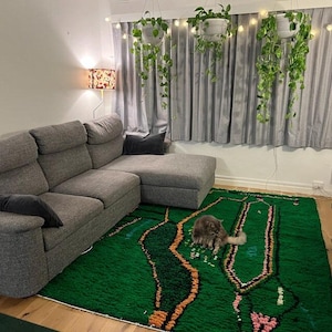 Moroccan rug Green, Handmade rug, Moroccan berber rug, Beni ourain rug, Custom rug, Moroccan area rug, Custom Green rug, Wool rug