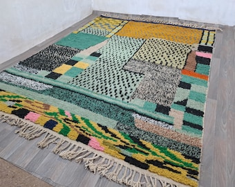 Farbenfroher Marokkanischer Teppich, Moderner geometrischer Teppich, Boujaad Marokkanischer Teppich, Wollteppich Haken, Boho Rugs Cafe, Nachdenkliche Geschenke für Sie