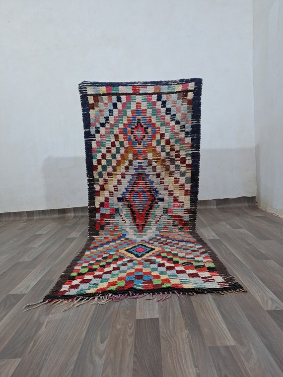 モロッコウールラグ 手織り 多色 カラフル アジラルラグ154x212cm カラフルなアジラルラグ：モロッコの手作りウールとコットン - Etsy 日本