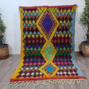 Moroccan Beautiful Rug, Wool Beautiful Colorful, Wool Rug Beautiful, Authentic Moroccan rug,Colorful Wool Rug, Hand woven rug