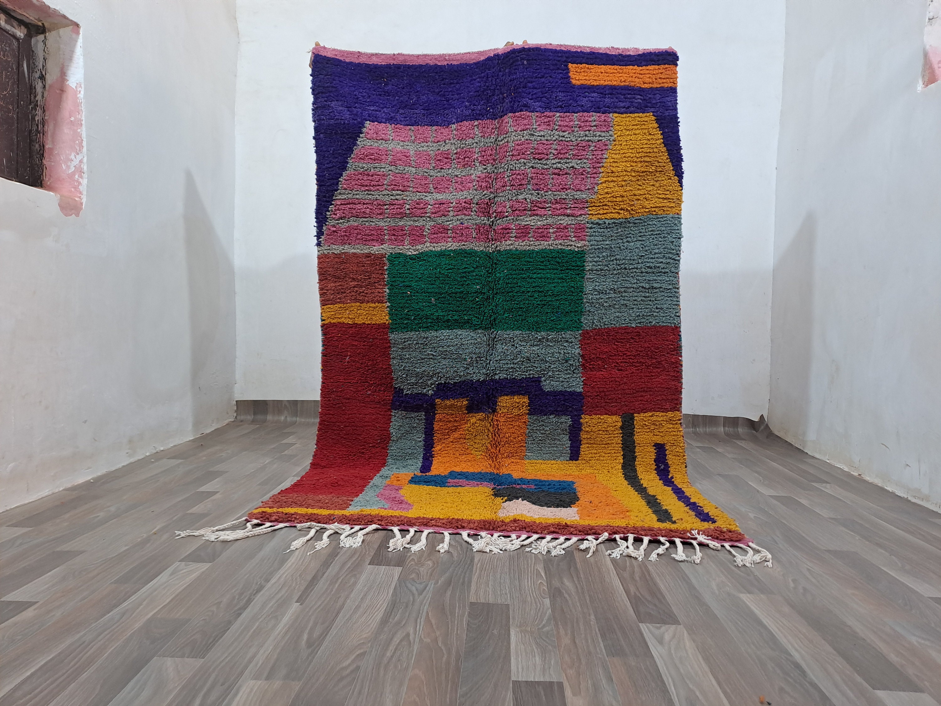 カスタムモロッコウールラグ：カラフルなベルベルデザイン - Etsy 日本