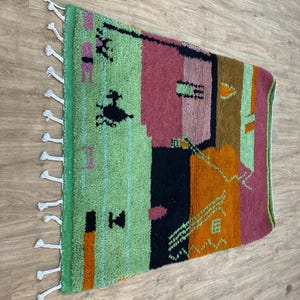 Alfombra marroquí de lana hecha a mano: colorida alfombra bereber bohemia
