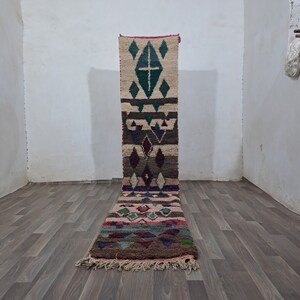 Runner Wool Rug , Moroccan Boujaad Rug, Azilal rug, Authentic Wool, Handmade Rug, Berber Carpet, Bohemian Rug