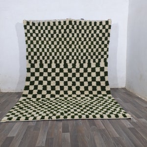 Green and White Large Square Rug, Moroccan Berber Square Rugs Square Rug , Square Patchwork Rug  Benurine Rug, Soft Active Restock requests: