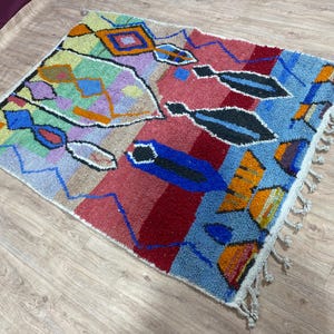 Moroccan Colorful Rug , Colorful Moroccan Wool Carpet ,Authentic Moroccan rug, Genuine Wool rug , custom order rug