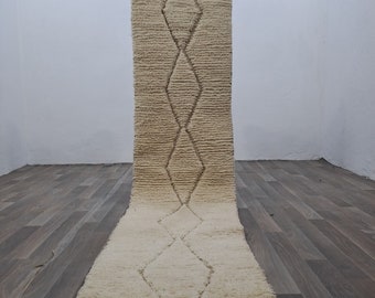 Moroccan Rug Runner, White runner rug ,Hallway rug, Long rug rug ,Moroccan rug ,Berber runner rug