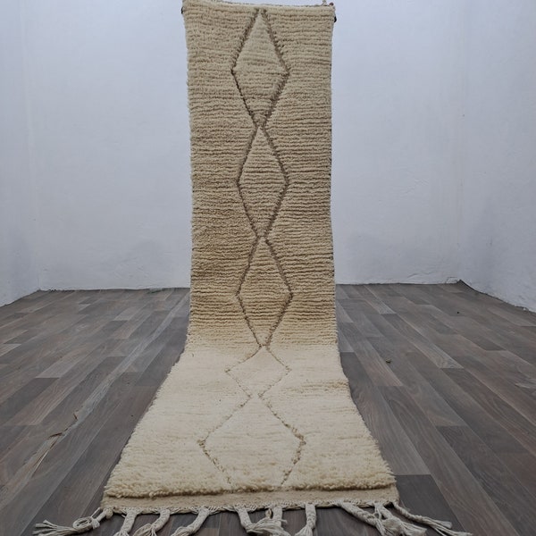 Moroccan Rug Runner, White runner rug ,Hallway rug, Long rug rug ,Moroccan rug ,Berber runner rug