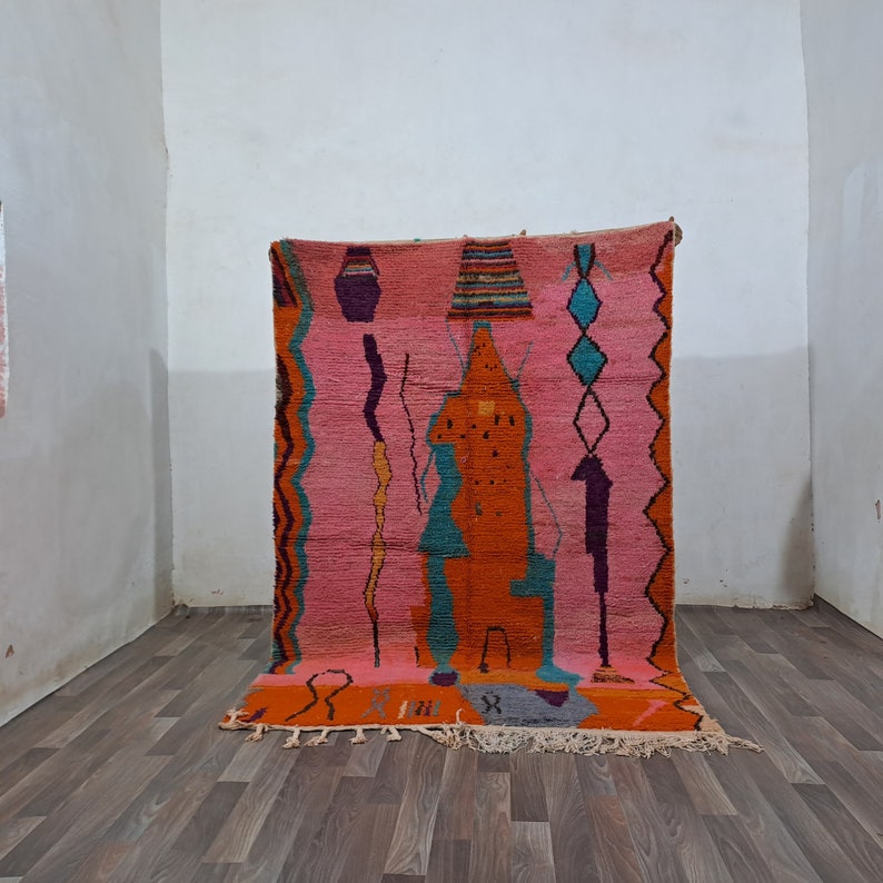 Moroccan Colored Wool ,authentic Wool Rug ,living Room Rug ,beni Ourain