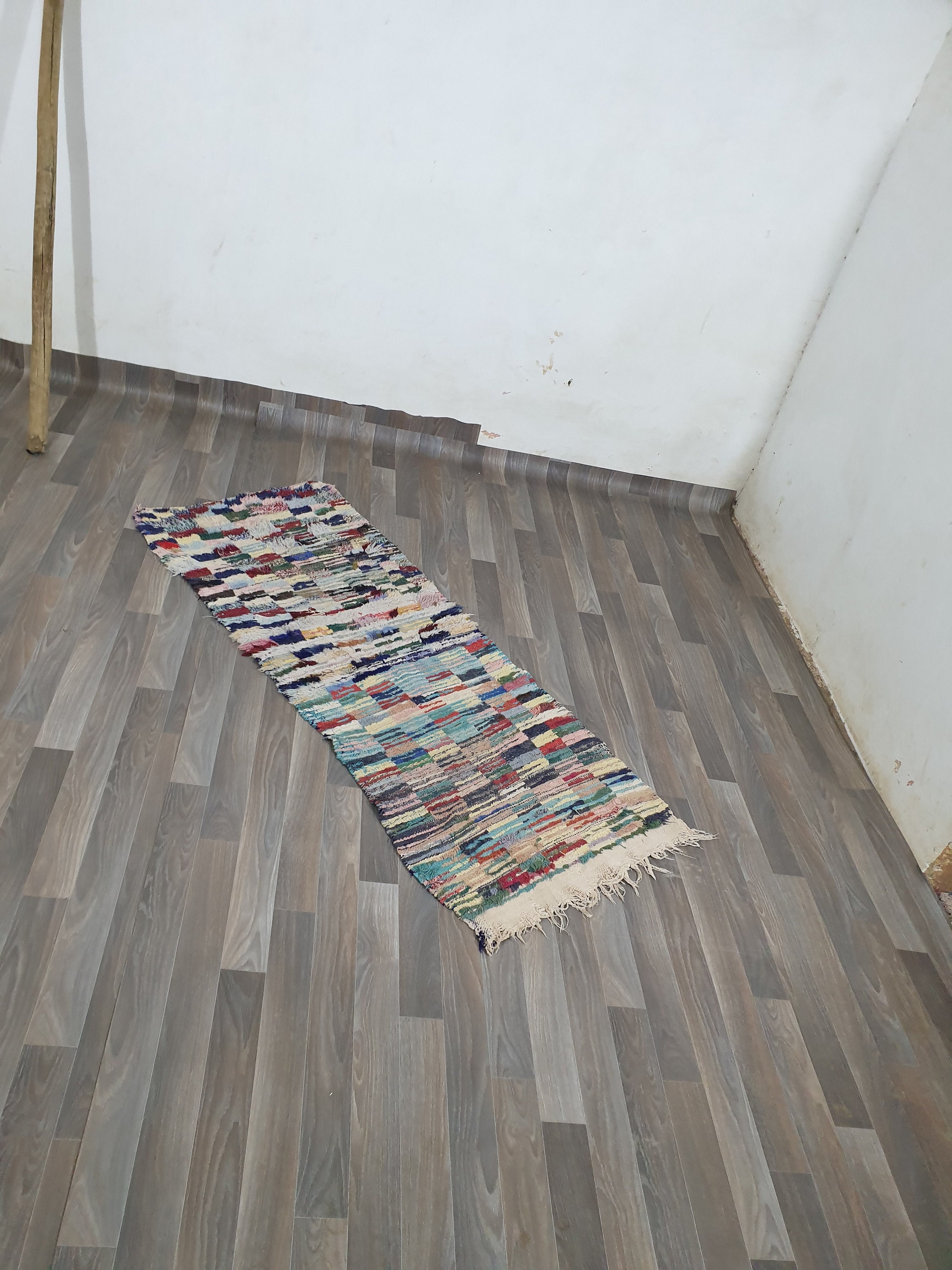 Boucherouite Rug: Vintage Moroccan Flatweave - Neutral Earth Tones