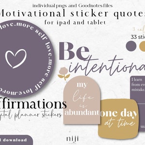 Motivational sticker quotes for ipad and tablet - digital affirmations - digital stickers for Goodnotes - journal stickers