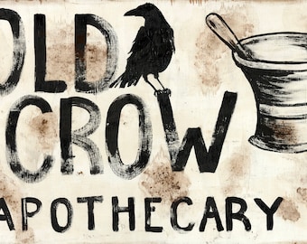 Antique inspired Old Crow Apothecary Sign Digital download