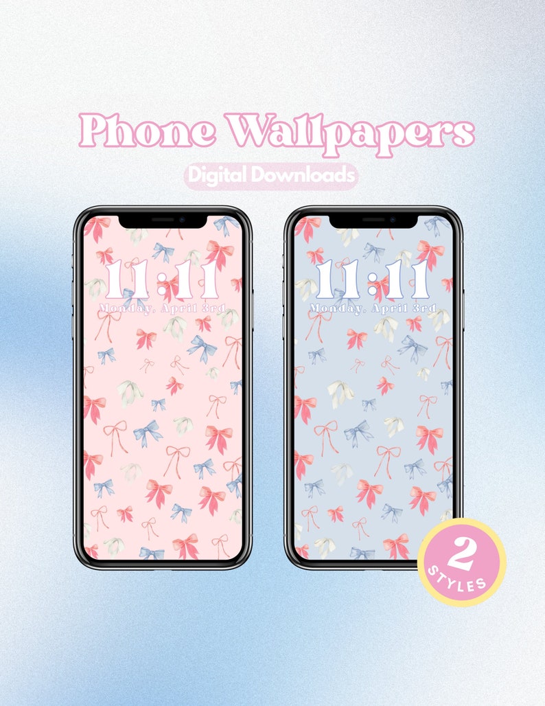 Pink Bow Phone Wallpaper Girly Wallpaper Digital Download iPhone - Etsy