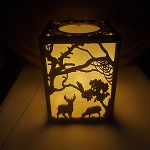 Wooden Night Light Box | Childs Night Light | Wooden LED Light Box | Animal shadow box | Animal Scene | Deer Box |