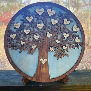 Árbol genealógico de madera personalizado / Arte de pared personalizable / Regalo de aniversario / Familia / Regalo para mamá / Letrero de nuestra familia