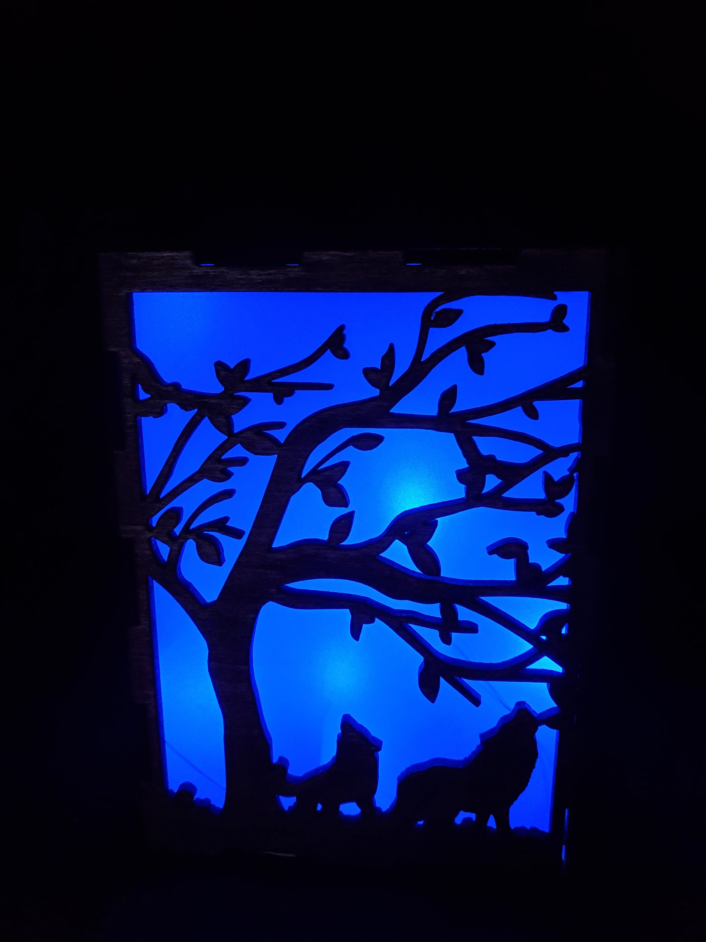Wooden Night Light Box Wedding Centerpiece Wooden LED Light Box Animal  Shadow Box Animal Scene Deer Box Wolf Box 