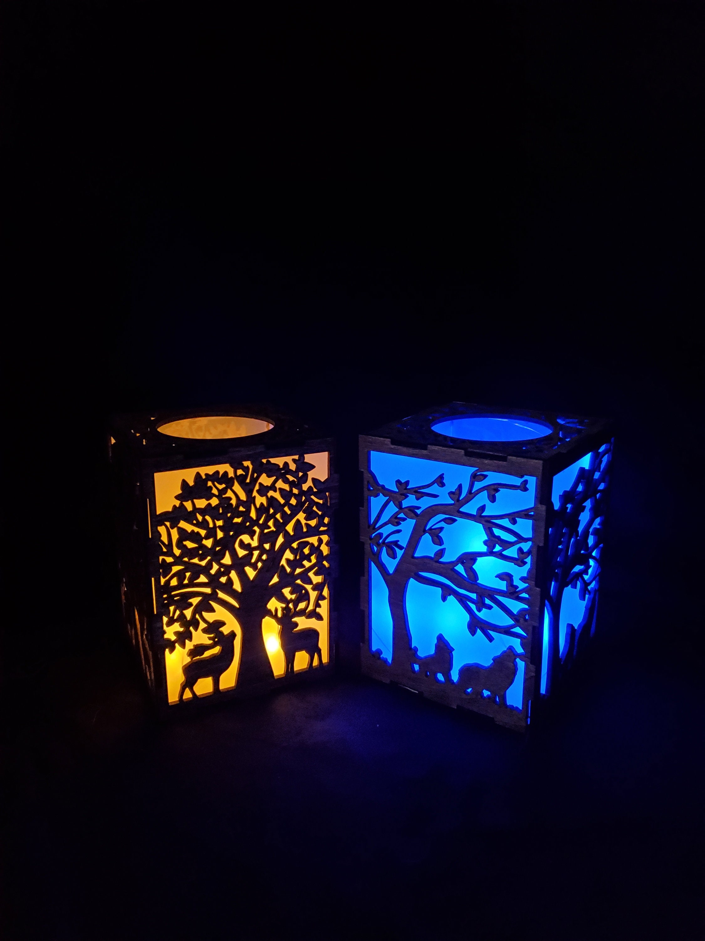 Wooden Night Light Box Wedding Centerpiece Wooden LED Light Box Animal  Shadow Box Animal Scene Deer Box Wolf Box 