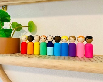 Rainbow Wooden Peg Dolls