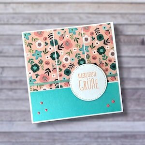 Tarjeta de felicitación hecha a mano: «Allerliebste Grüße»: tarjeta plegable versátil para cada ocasión: única y personal