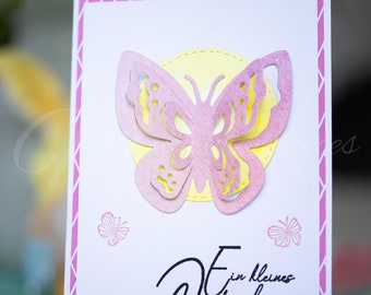 Grußkarte "Kleines Dankeschön" | Schmetterling 3D | Aquarell | mit Briefumschlag