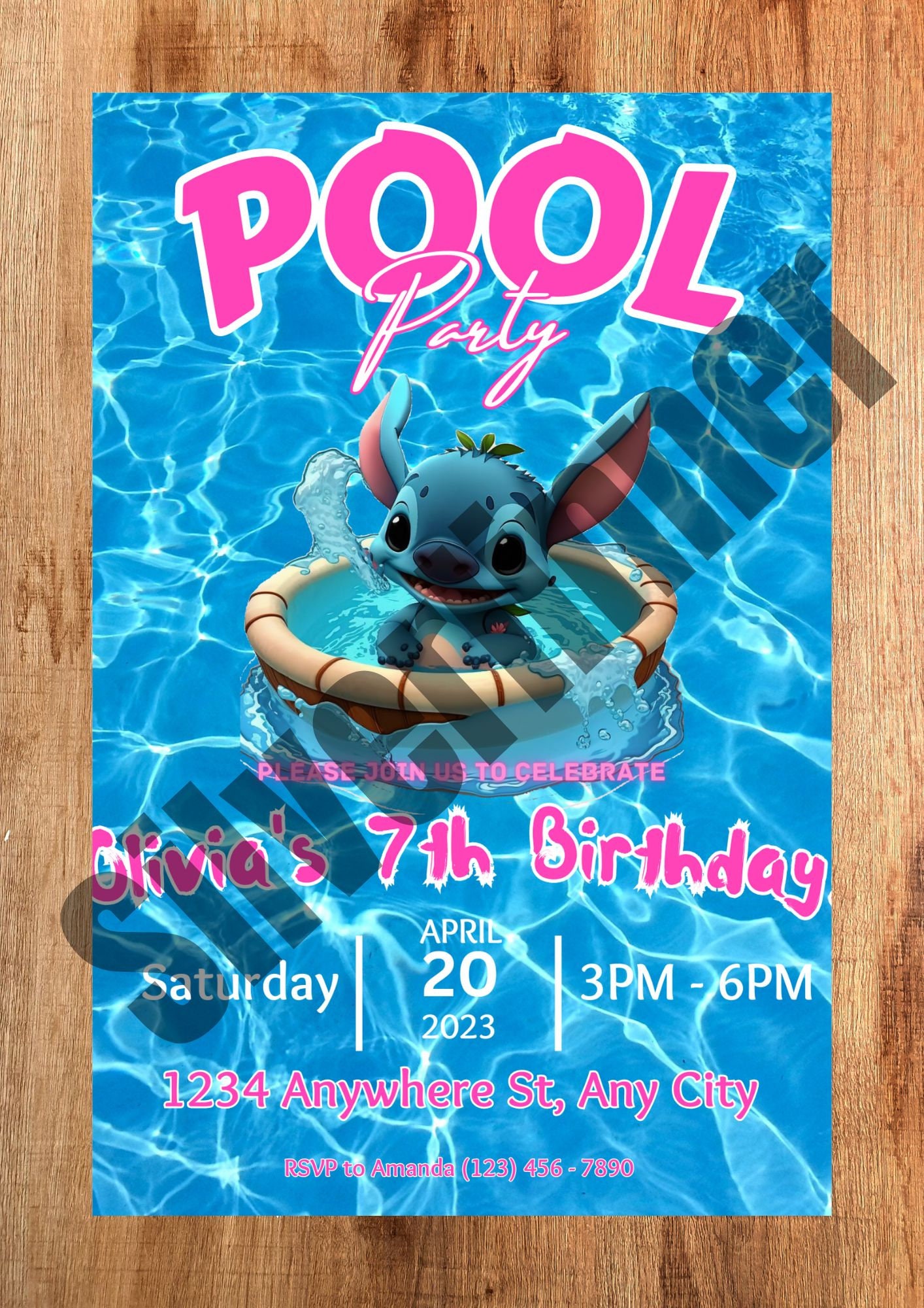 Stitch Pool Party Birthday Invitation Template Stitch Birthday Invite Edit  and Print Today 
