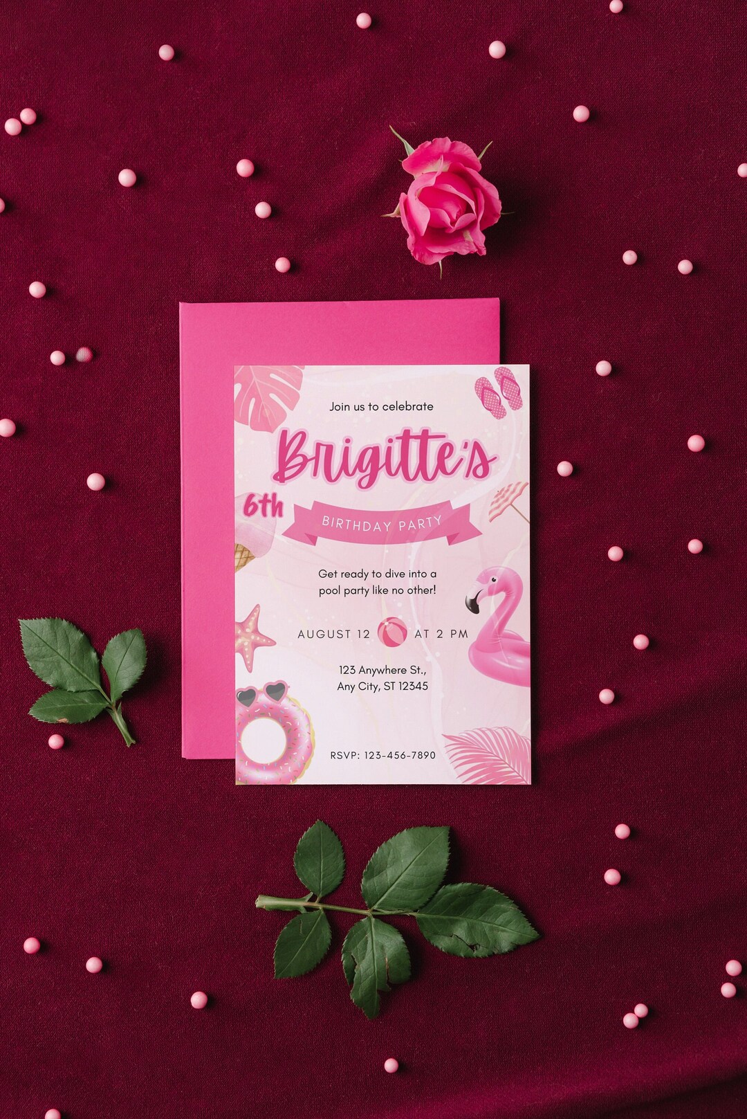 Editable Barbie Birthday Pool Party Invitation Pink Doll - Etsy