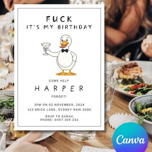 Invito di compleanno spiritoso / Invito di compleanno divertente / Invito di compleanno divertente / Invito di compleanno umoristico / Download immediato / Modifica Canva