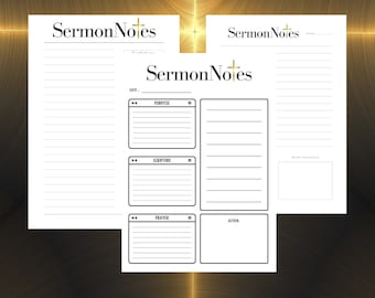 Editable Sermon Notes Template: A4 Printable (Digital Download)