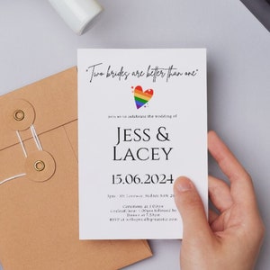 Rainbow Wedding Invitation & Itinerary: LGBTQ Evite (Canva Edit, Instant Download)