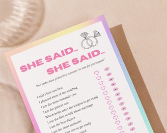 Lesbian Bachelorette Game: What Would the Bride Say? (Instant Download)