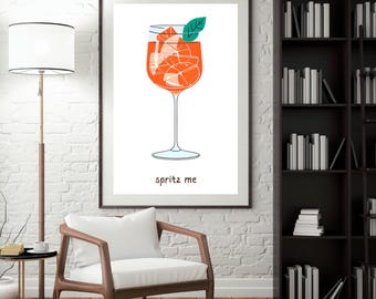 Aperol Spritz Art Poster: Chic Bar Cart Print (36x48" Canva Template)