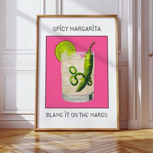 Impresión de margarita / Póster de cóctel / Arte de cóctel / Póster de margarita picante / Arte de carrito de bar / Arte de margarita / Arte de margarita / Póster popular