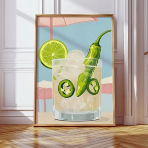 Impresión de margarita / Póster de cóctel / Arte de cóctel / Póster de margarita picante / Arte de carrito de bar / Póster popular / Arte de margarita / Impresión de margarita picante