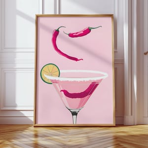 Plakat Martini | Wydruk Margarita | Pikantna Marg | Wydruk Koktajlowy | Sztuka Koktajlowa | Wydruk Na Wózku Barowym | Wydruk Na Pokój W Akademiku | Sztuka W Akademiku | Popularny Plakat