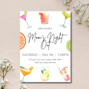 Moms night out einladen | Mamas Nacht Einladung | Damen Nacht aus | Mädchen Nacht aus | Damen Einladung | Sofortdownload | Canva bearbeiten