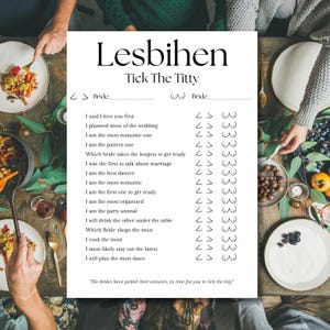 Jogo de despedida de solteira lésbica | Jogos lésbicos | Despedida de solteira lésbica | Casamento gay | Despedida de solteira lésbica | Download instantâneo | Editar no Canva