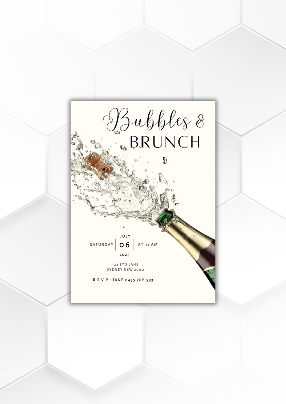 Mimosa Brunch Invitation: Floral Ladies Lunch Evite (Canva Template)