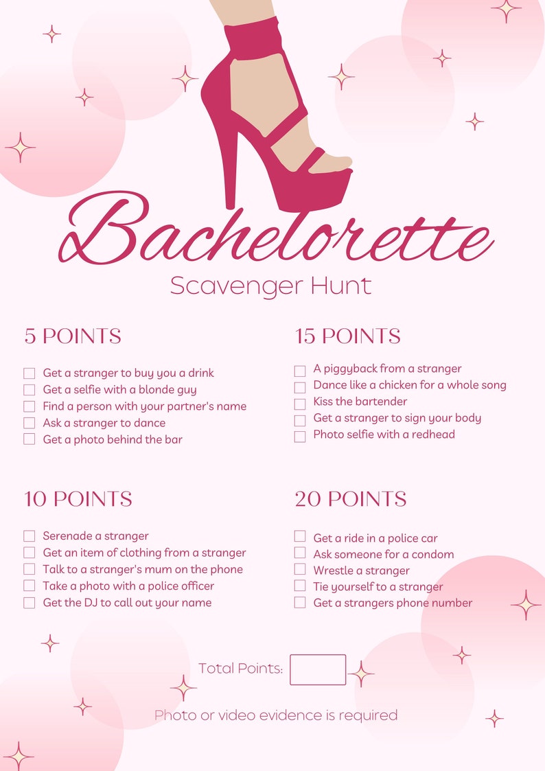 DIY Digital Bachelorette Scavenger Hunt, Hens Scavenger Hunt, Hens ...