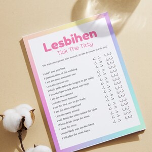 Vrijgezellenspel Lesbihen | Lesbische spellen | Lesbische vrijgezellenfeesten | Homohuwelijk | Lesbische vrijgezellin | Direct downloaden | Bewerken op canvas